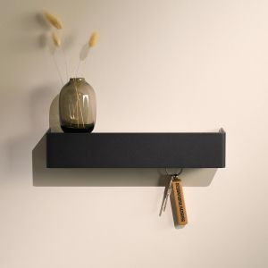 SUBZONAL-Design Hambourg Porte-cl&eacute;s mural moderne | Ganchos pour cl&eacute;s avec &eacute;tag&egrave;re murale | Rangement mural discret | Accroche-cl&eacute;s entr&eacute;e design minimaliste (Noir Mat) - Neuf