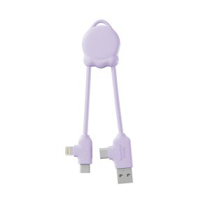 KALANKA-- OctoMini - C&acirc;ble Multi USB 4 en 1 - Chargeur Universel avec Connecteurs Lightning, USB-C et Micro USB - Format Compact Porte-Cl&eacute;s - Compatible Smartphones, &Eacute;couteurs et Tablettes - Lilas - Neuf