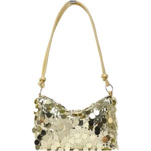 KALANKA-Pochette argent&eacute;e &agrave; paillettes - Sac &agrave; bandouli&egrave;re - Sac de soir&eacute;e pour femme - Grande capacit&eacute; - Avec fermeture &eacute;clair - Pour bal, mariage, f&ecirc;te, banquet - Neuf