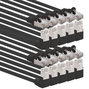 KAL-366235 Câble Réseau Cat.6 Angle 90 Degrés 5M - Noir - Paquet De 10 - Câble Patch Cat6 (Sftp Pimf) 1000Mbit/S Connecteur Rj 45-10 X 5M Mètres Noir - Neuf