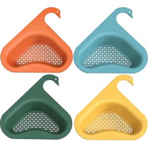 Eryi-4 Pièces Passoire Evier, Panier D'évier En Forme De Cygne, Étagère De Vidange D'évier Triangulaire Étagère Rangement Pour Égouttoir Cuisine Pour Fruits, Légumes, Déchets, Restes - Neuf