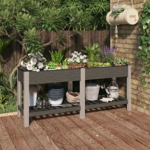Prolenta Premium - Lit Sur&eacute;lev&eacute; De Jardin Avec &Eacute;tag&egrave;re Gris 175x50x75 Cm Wpc - Neuf
