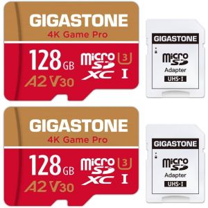 Checarzhn--No1-[5 Ans Récupération De Données Gratuite] Carte Mémoire 128 Go Lot De 2 Cartes, 4k Game Pro, Compatible Avec Gopro Switch 1, Vitesse 100 Mo/S. A2 U3 V30 Carte Micro Sdxc Avec Adaptateur - Neuf