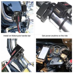 Moto Adaptateur Sae Vers Usb Interface Etanche 12v 2.1a Et C&acirc;ble D'extension De Borne &Agrave; Anneau T&eacute;l&eacute;phone Gps Chargeur C&acirc;ble Avec Fusible En Ligne Pour Iphone/Ipad/Ipod,Samsung,Htc - Neuf
