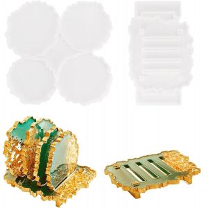Ensemble De Moule En R&eacute;sine &Eacute;poxy Irr&eacute;guli&egrave;res, Coaster Moules En Silicone, Moules De Coul&eacute;e Bricolage Cr&eacute;ative, Pour Cr&eacute;er Sous-Verres En Agate D'art Et D&eacute;coration De Maison - Neuf