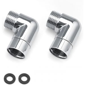 JGD-Pommeau Douche Adaptateur 90&deg;, 2 Pi&egrave;ces Cuivre Douchette Connecteur, G1/2 Pommes de Douche et Douches &agrave; Main Adaptateur, Utilis&eacute; pour Connecter Pommes de Douchette - Neuf