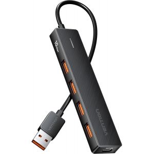 Hub USB 3.2 Gen2 10Gbps,4 Ports USB-A + Type-C,Adaptateur Multiport 5-en-1 Ultra Rapide Compatible PC/Mac/PS5/Xbox/Steam Deck,Conception Compacte pour Télétravail et Gaming - Neuf