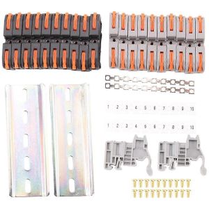 Kit de borniers sur rail DIN,avec connecteurs compacts universels,barre de connexion,bande de marquage,scre - Neuf