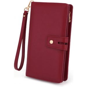 Femme Portefeuille Blocage Rfid En Pu Cuir Avec Bracelet Grande Capacité(21 Emplacements De Cartes) Poche Intérieure Convient Aux Portables 5.5 - Neuf