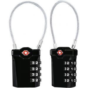 KALANKA-TSA, [Lot de 2] Cadenas à Code 4 Chiffres, Cadenas Valise à Combinaison avec 14cm Câble, Serrures à Bagages pour Valise, Sacoche, etc. (Noir) - Neuf