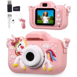 KALANKA-Appareil Photo pour Enfants, 2.0 Pouces Enfant Appareil Photo Num&eacute;rique, Mini Cam&eacute;ra Rechargeable Cam&eacute;scope Cadeau Jouet Filles Gar&ccedil;ons de 3 &agrave; 10 Ans, vid&eacute;o HD 1080p,64G SD Carte,Cam&eacute;ras Jeu - Neuf