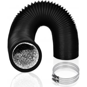 2.5m Tuyau d'évacuation PVC noir pour hotte, conduit flexible en aluminium de 75 mm, tuyau d'aération de sécheuse, pour salle de bain cuisine sèche-linge avec 2 colliers de serrage en acier - Neuf