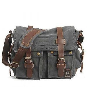 Toile cuir hommes messager sacs je suis légende will smith big sacoche bandoulière ordinateur homme portable mallette voyage sac à main-Gris foncé - Neuf