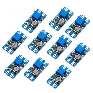 Step Up Boost DC-DC Converter-Adjustable Voltage Regulator Board-Power2V-24V Booster Up to 5V-28V Power Supply Compatible with Arduino (Pack of 10) - Neuf