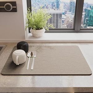 Cmws-Tapis Égouttoir Absorbant Évier, 40x50cm Tapis De Machine À Café, Silicone Antidérapant Tapis Vaisselle, Egouttoir Séchage Rapide, Tapis De Sechage Vaisselle Pour Cuisine, Évier (Brun Clair) - Neuf