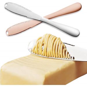 Couteau À Beurre 2 Pièces, Coupe-Beurre 3 En 1, Avec Trous Dentelés Et Grattés, Facile À Étaler, Pour Beurre, Confitures, Fromage, Etc. - Neuf