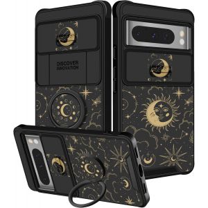 LORANKA-Coque pour Google Pixel 8 Pro &iquest; [2 en 1] pour femmes, fille, jolies lunes et &eacute;toiles, anneau support unique pour appareil photo Google - Neuf