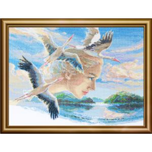 Kit Point De Croix Compt&eacute; Aine "M&egrave;re Nature. Ciel" 40x30cm - Neuf