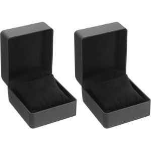 Kal-2pcs Boîte De Rangement Pour Montre Unique, En Cuir Pu Coffret De Rangement De Voyage Pour Montres Avec Coussin Amovible, Pour La Plupart Des Montres, Noir, Finition Mate - Neuf