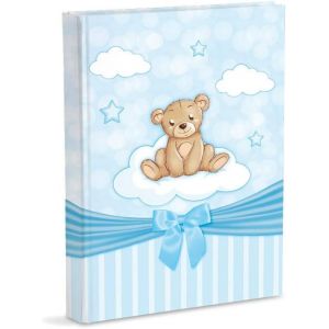 Album Photo De Naissance Avec Agenda 23 X 30 Cm 56 Pages Vierges Et 4 Pages Personnalisables En Carton Épais Et Résistant Entrecoupées De Parchemin, Petit Ours Bleu - Neuf