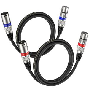 Cable XLR 1m 2 paquet,Cable Microphone XLR Male Femelle,Balanced XLR vers XLR C&acirc;ble Instrument pour Microphones,Enceint,Consol Mixag,Amplificateur.[J238] - Neuf