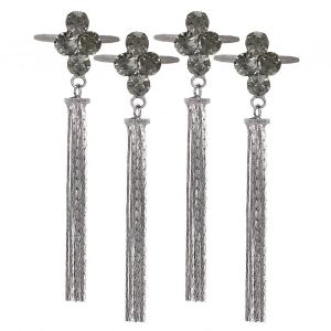 4 Pcs Chaussures Clips 4 Diamant Pompon Griffe Cha&icirc;ne Femmes Bottes Boucle D&eacute;coration Accessoires(Gungrey) - Neuf