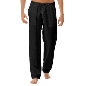 Hommes Long Lin Coton Pullover Pantalons L¿¿Gers Pantalons D¿¿Contract¿¿S Pantalons En Lin D¿¿Contract¿¿S Avec Poches Droites Pantalons De Plage De Vacances Pantalons D'¿¿T¿¿ Normaux Pour Hommes - Neuf