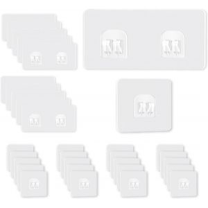 30 Pièces Crochets Adhésifs de Rechange,Crochets Muraux Auto-Adhésifs pour Salle de Bain,Panier de Douche,Suspension de Porte Savon de Savon,Sans Perçage (Crochets Simples et Doubles) - Neuf