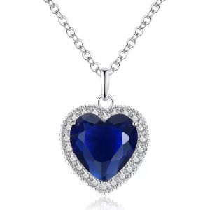Asas-Titanic Bijoux Coeur Collier Femme Coeur De L'océan Du Film Titanic En Cristal Bleu Et Transparent Avec Une Chaîne Plaquée Or Blanc Pendentifs Bijoux - Neuf