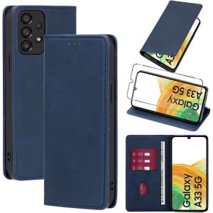 Kal-Coque Cuir Pour ¿¿¿¿¿¿¿ ¿¿¿¿¿¿ ¿¿¿ ¿¿ 6.4"" Avec 1 Verre Trempé Etui À Rabat En Pu Porte-Cartes Portefeuille Support Flip Housse Magnétique Antichoc Anti-Rayures Case,Bleu - Neuf