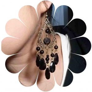 Kal-Boucles D'oreilles Vintage En Cristal Noir Boucles D'oreilles Pendantes En Strass Boucles D'oreilles Chandelier En Cristal Boucles D'oreilles Tribales Bijoux Pour Femmes Et Filles (Style A) - Neuf