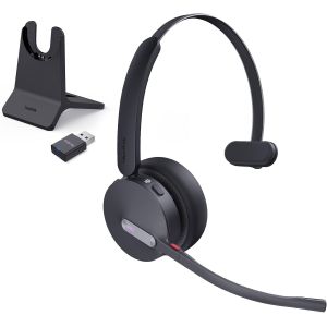 Wh64 Hybrid Casque Bluetooth Sans Fil Dect,Mono Casque Avec Station De Charge,492 Ft,3X Mic,26H De Temps De Parole,Casque D'&Eacute;coute Portatif Pour Le Bureau,Pc,Certifi&eacute; Microsoft Teams - Neuf