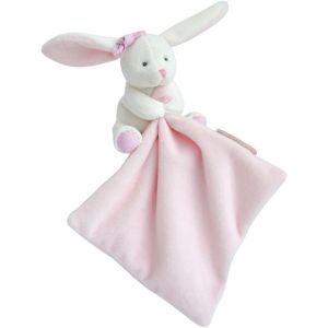 KALANKA-- Doudou Mouchoir Lapin - Boite Fleur - Rose - 10 Cm - Doux - Id&eacute;e Cadeau de Naissance Fille et Gar&ccedil;on - Garantie Doudou Perdu - DC3337 - Neuf