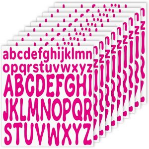 520pcs Autocollants Lettres, 10 Feuilles D'autocollants Lettres Minuscules Majuscules 2,5 Cm 5 Cm Autocollants Vinyle Imperméables Scrapbooking Affiche Artisanat (Magenta) - Neuf