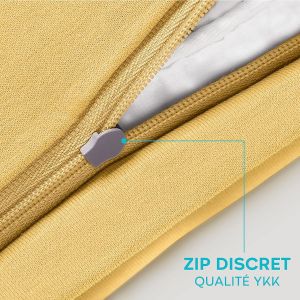 Tianyi-Taie Oreiller 40x40 Cm (Lot De 2) - 100% Coton Jersey 150 G/M² - Jaune - Avec Fermeture Éclair Taie D'oreiller 40 X 40 Cm - Housse Coussin Certifiée Oeko Tex - Doux Et Respirant - Neuf