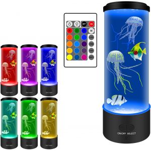 Lampe À Lave Méduses Led Lumineuse Avec Télécommande,Aquarium Multicolore Sensorielle Lumières D'ambiance,16 Couleurs Lampe De Chevet Bureau Fantaisie Usb Pour Salon Chambre - Neuf