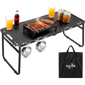 Ulteronixshop-Table Pliante Portable, Table De Camping Basse Avec Sac De Transport, Compacte Pour Jardin, Voyage Et Barbecue, M&eacute;tal Noir - Neuf