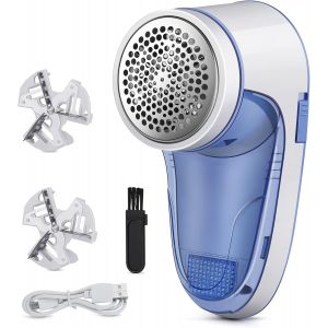 JGD-Anti Bouloche Vetement,Rasoir Anti Bouloche de USB Rechargeable Portable,Machine a Bouloche pour Chandails/V&ecirc;tements/Rideaux/Tapis,2* Lame de Rechange-Bleu - Neuf
