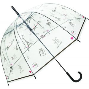 ERSHI-Parapluie Long Transparent ¿ forme Cloche ; Solide ; Ouverture automatique ; Diamètre=85cm ; Parapluie Femme ; Motif PARIS[2307] - Neuf