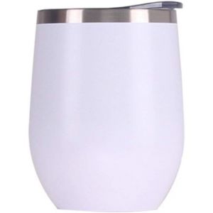 Tianyi-Gtell Acier Inoxydable Verre À Vin Sans Pied Avec Couvercle, Double Paroi Isolé Idéal Pour Le Vin, Le Café, Les Boissons, Le Champagne, Les Cocktails (Blanc) - Neuf