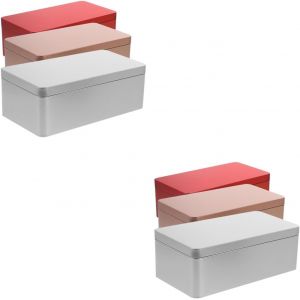 Yemaesre-Lot De 2 Pots De Rangement En Fer Blanc Pour Bonbons - Mini Boîte De Rangement Pour Feuilles De Thé - Mini Récipients De Rangement Portables - 3 Pièces X 2 - Neuf