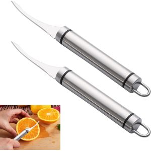 Lot De 2 Éplucheurs D'orange,Cuillères À Pamplemousse,Couteau Kiwi En Acier Inoxydable Avec Lame Dentelée,Éplucheur D'orange,Cuillère À Pamplemousse,Couteau De Cuisine Avec Éplucheur - Neuf