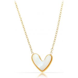Kal-Collier Pour Femme Fabriqué Par Nami - Or Ou Argent - Avec Pendentif En Nacre - Étoile Et Lune - En Acier Inoxydable Chirurgical Hypoallergénique - Étanche - Bijou D'amitié - Neuf