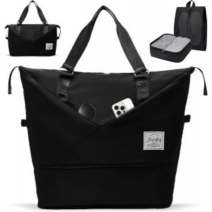 nzqaf-Sac de Sport Femme, Sacs de Voyage Homme avec Compartiment à Chaussures Sac de Piscine Sacs Crossfit Imperméable de Grande Capacité Portable Pour Weekend Fitness Gym Badminton Valise (noir) - Neuf
