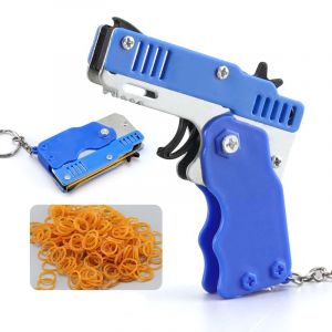 Mini pistolet &agrave; &eacute;clats en m&eacute;tal pliable avec 60 &eacute;lastiques - Neuf