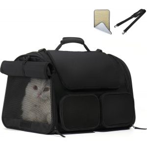 Sac De Transport Pour Chien Et Chat, Approuv&eacute; Par Les Compagnies A&eacute;riennes, Sac De Transport Pliable Pour Petits Animaux De Compagnie Jusqu'&agrave; 20 Kg, Noir - Neuf