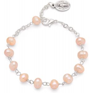Bracelet Chapelet Béni Pendant L'angélus Du Pape, Bracelet Religieux De La Vierge Marie Miraculeuse En Perles D'eau Douce. Idéal Comme Cadeau Religieux, 20.5 Cm (8.07 Inches), Métal - Neuf