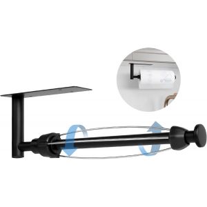 Eryi-Porte Sopalin, Support De Papier Porte-Rouleau À Une Main Avec Effet D'amortissement, Pour Cuisine, Salle De Bain, Placards, Vertical Ou Horizontal, Sous Le Mur/Armoire, Noir - Neuf