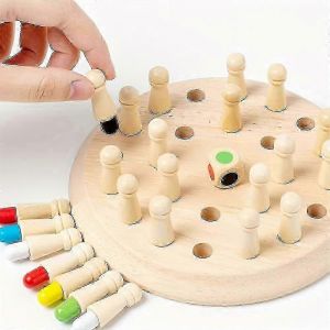 Jeu De M&eacute;moire En Bois Avec B&acirc;tons D'&eacute;checs Color&eacute;s Et Allumettes Pour Enfants, Casse-T&ecirc;te Logique Intelligent - Neuf