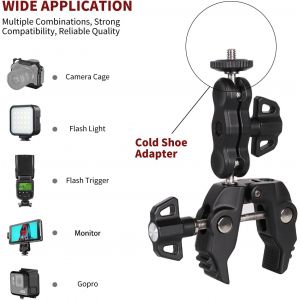Support &Agrave; Pince Pour Appareil Photo, Kit D'Accessoires, T&ecirc;te &Agrave; Bille &Agrave; 360 &deg;, Bras Magique, Photographie, Gratuit Pour Moto, V&eacute;lo, Miroir, Gopro, Akaso, Dji Insta360 Action Camera [SHY9291664] - Neuf